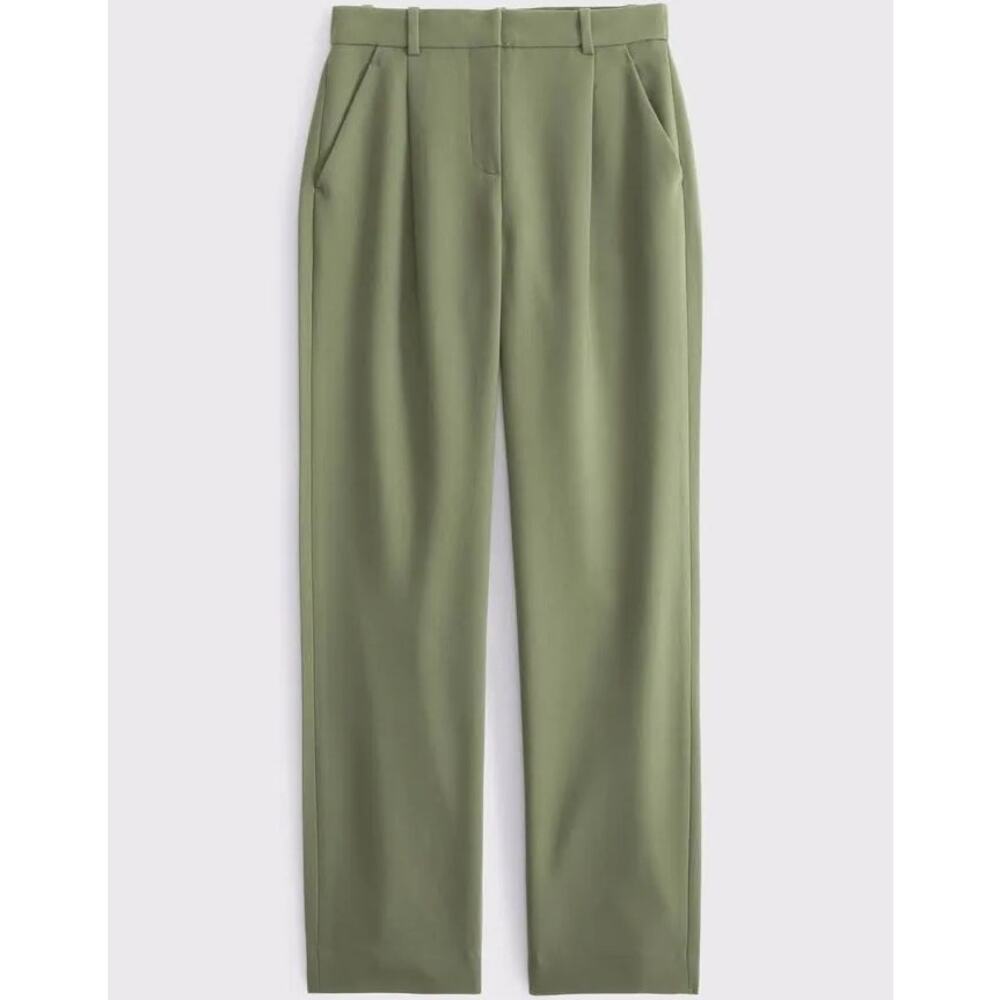 NWT Abercrombie & Fitch Women’s 30 Green Ultra High Wide Legs Pants Trousers - Picture 2 of 13